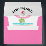 Happy Huladays Flamingo Santa Tropical Christmas Envelope<br><div class="desc">Add a tropical touch to your season’s greetings with these “Happy Huladays Flamingo Santa Tropical Christmas Envelopes”. With a vibrant pink exterior and opening to reveal a flamingo sporting a Santa hat hula dancing by the sea greeting you with a “Happy Huladays” sentiment, these envelopes capture the vibe of a...</div>