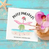 Happy Huladays Flamingo Tropical Beach Christmas