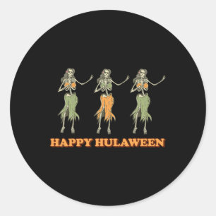 Happy Hulaween Hawaii Themed Halloween Skeleton Vi Classic Round Sticker