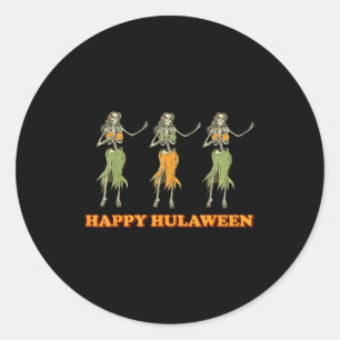 Happy Hulaween Hawaii Themed Halloween Skeleton Vi Classic Round Sticker