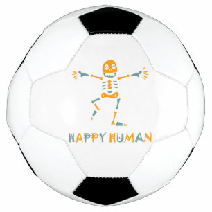Happy human skeleton ceramic tile football