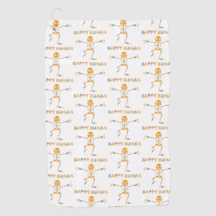 Happy human skeleton ceramic tile golf towel
