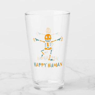 Happy human skeleton glass