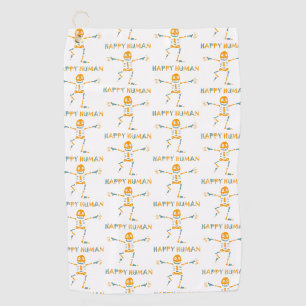Happy human skeleton golf towel