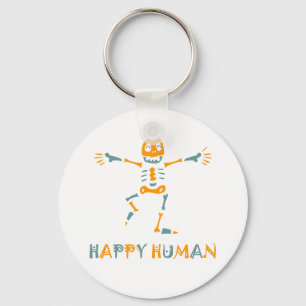 Happy human skeleton key ring