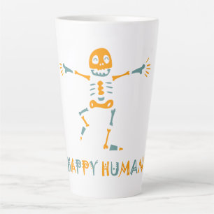Happy human skeleton latte mug