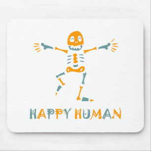 Happy human skeleton mouse mat