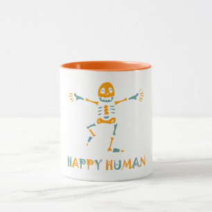 Happy human skeleton mug