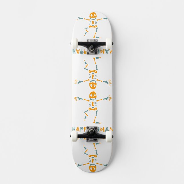 Happy human skeleton skateboard (Front)