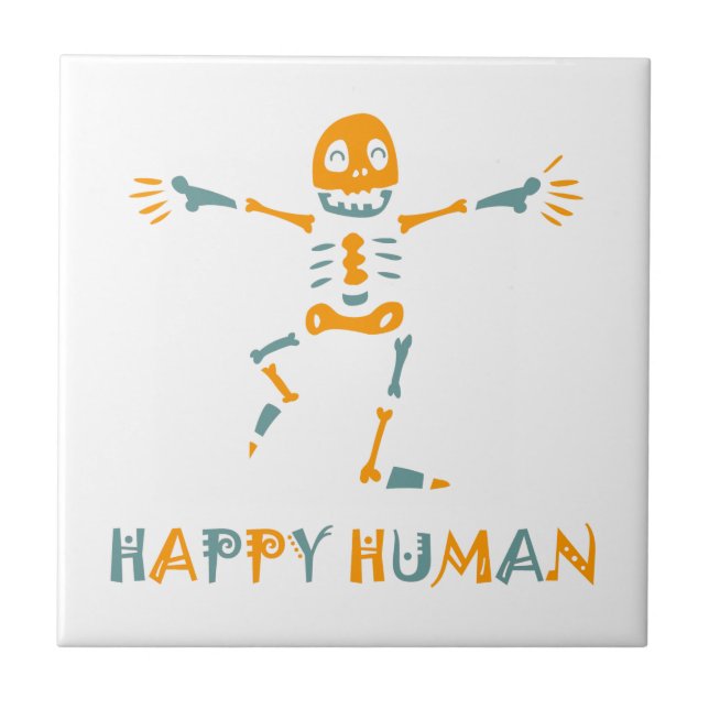 Happy human skeleton tile (Front)
