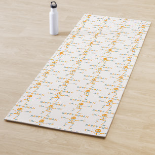 Happy human skeleton yoga mat