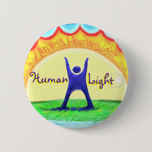 Happy HumanLight 6 Cm Round Badge (Front)