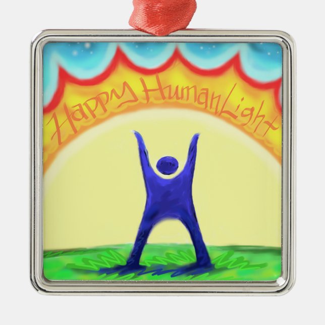 Happy HumanLight Metal Tree Decoration (Front)