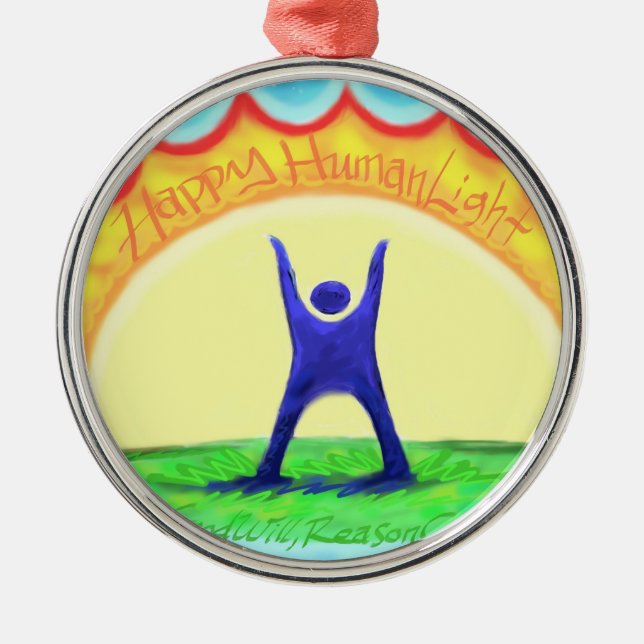 Happy HumanLight Metal Tree Decoration (Front)