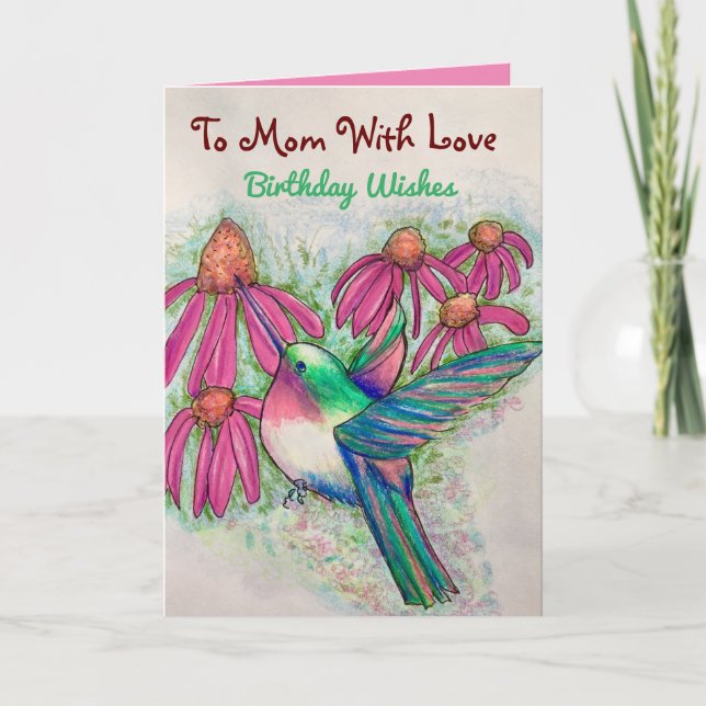 Happy Hummingbird To Mom With Love Birthday Card (Front)