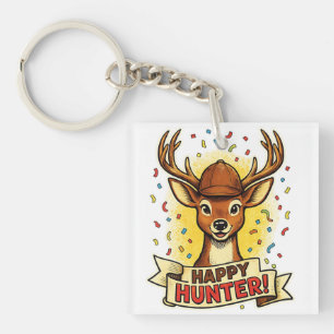 Happy hunting celebration deer fun festive huntin key ring