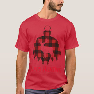 Happy Hunting, Red Plaid Christmas Hunter, Deer Hu T-Shirt