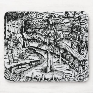Happy husbandsmen tending bees, illustration from mouse mat
