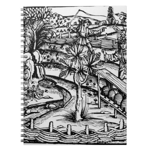 Happy husbandsmen tending bees, illustration from notebook (Front)