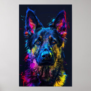 Happy Husky Cross with Short-Haired German Shepher Poster