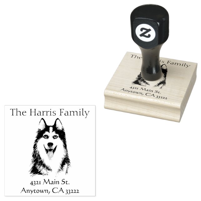 Happy Husky Personalised Rubber Stamp (Stamped)