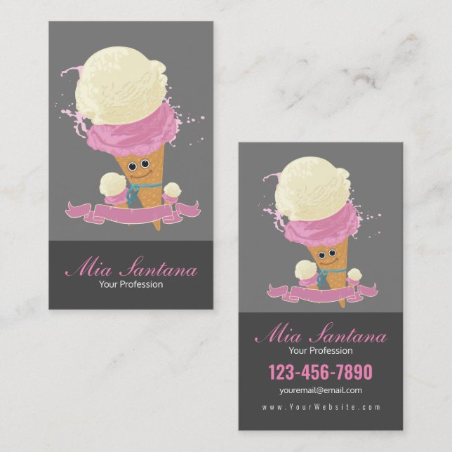 Happy Ice Cream Cone Business Card (Front/Back)