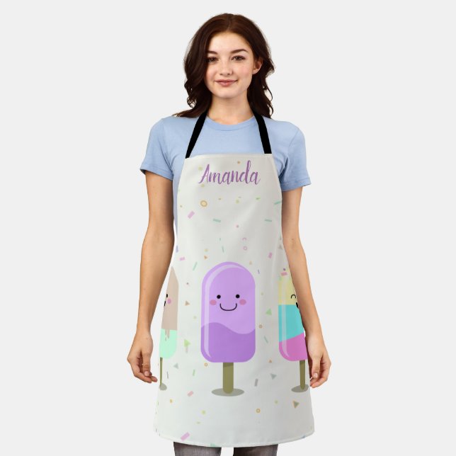 Happy Ice Cream Smiling Bars & Popsicles Apron (Worn)
