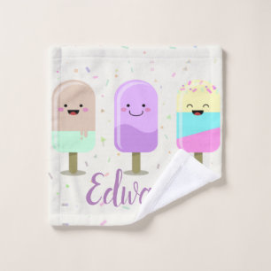 Happy Ice Cream Smiling Bars & Popsicles Bath Towel Set