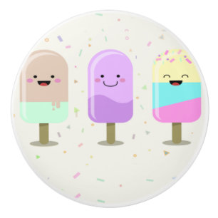 Happy Ice Cream Smiling Bars & Popsicles Ceramic Knob