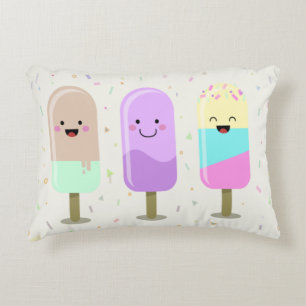 Happy Ice Cream Smiling Bars & Popsicles Decorative Cushion
