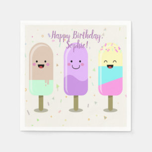 Happy Ice Cream Smiling Bars & Popsicles Napkin