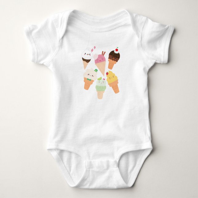 Happy Ice Creams Baby Bodysuit (Front)