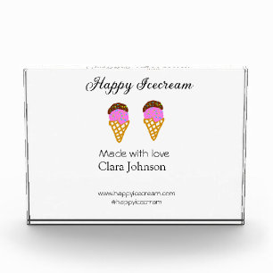 Happy Icecream add name website social media Photo Block