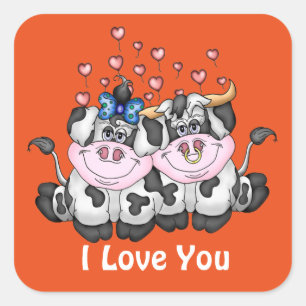 Happy in Love cows sticker