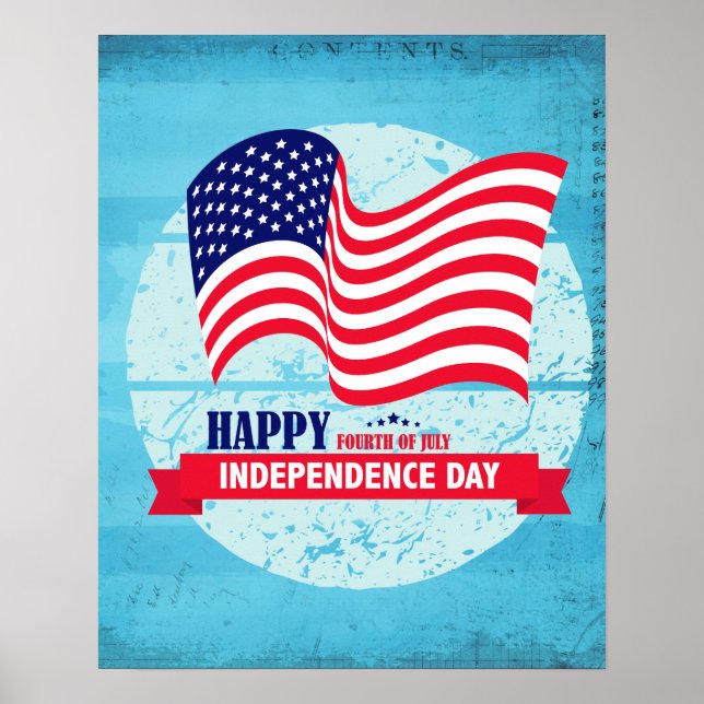 Happy Independance Day American Flag Illustration Poster (Front)