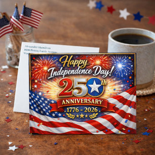 Happy Independence Day 250th Anniversary Holiday Postcard