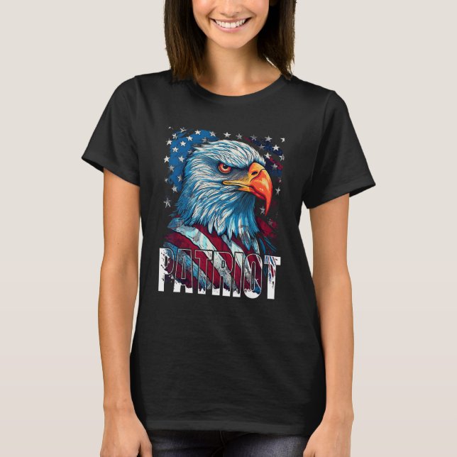Happy Independence Day 4th July Patriot Eagle Amer T-Shirt (Front)