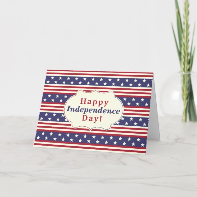 Happy Independence Day 4th of July Stars Stripes Card (Front)