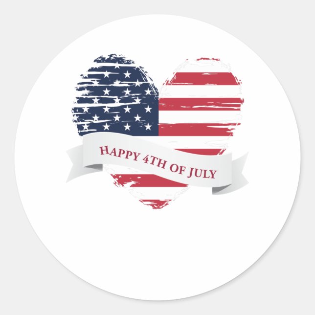 HAPPY INDEPENDENCE DAY CLASSIC ROUND STICKER (Front)