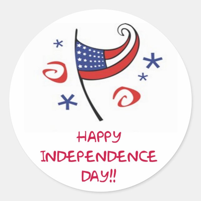Happy Independence Day Classic Round Sticker (Front)