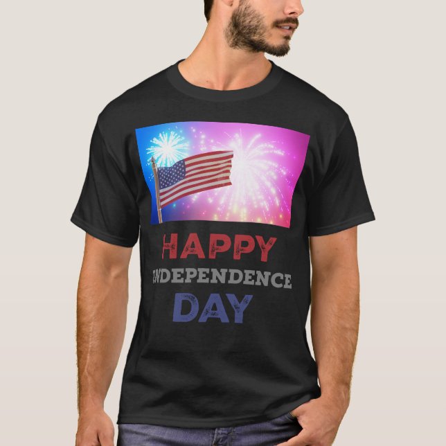 Happy Independence Day Fireworks T-Shirt (Front)