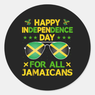 Happy Independence Day For All Jamaicans Sungles Classic Round Sticker