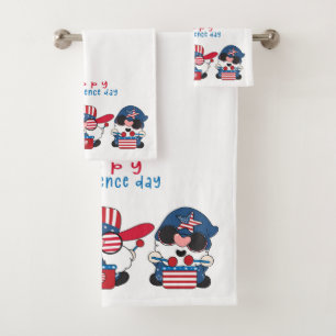 Happy Independence Day Gnomes Bath Towel Set
