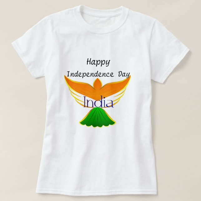 Happy Independence day India (flag on bird art) T-Shirt (Design Front)