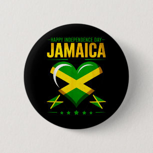 Happy Independence Day Jamaica 1962 Heart Flag 6 Cm Round Badge