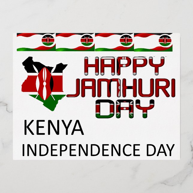 Happy Independence Day Kenya Jamhuri Day Foil Holiday Postcard (Front)