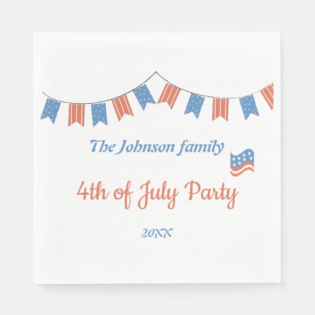 Happy Independence Day Patriotic Party Napkin (Front)