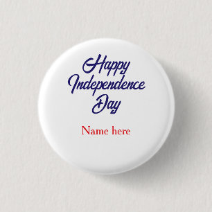 happy independence day red blue name american day 3 cm round badge