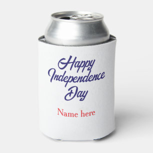 happy independence day red blue name american day can cooler