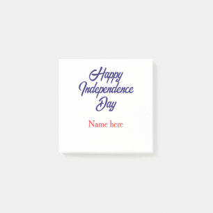 happy independence day red blue name american day post-it notes